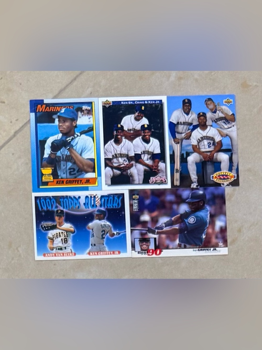 Ken Griffey Jr. Baseball Card Set - Blue Team Collector Pack Lot of 5